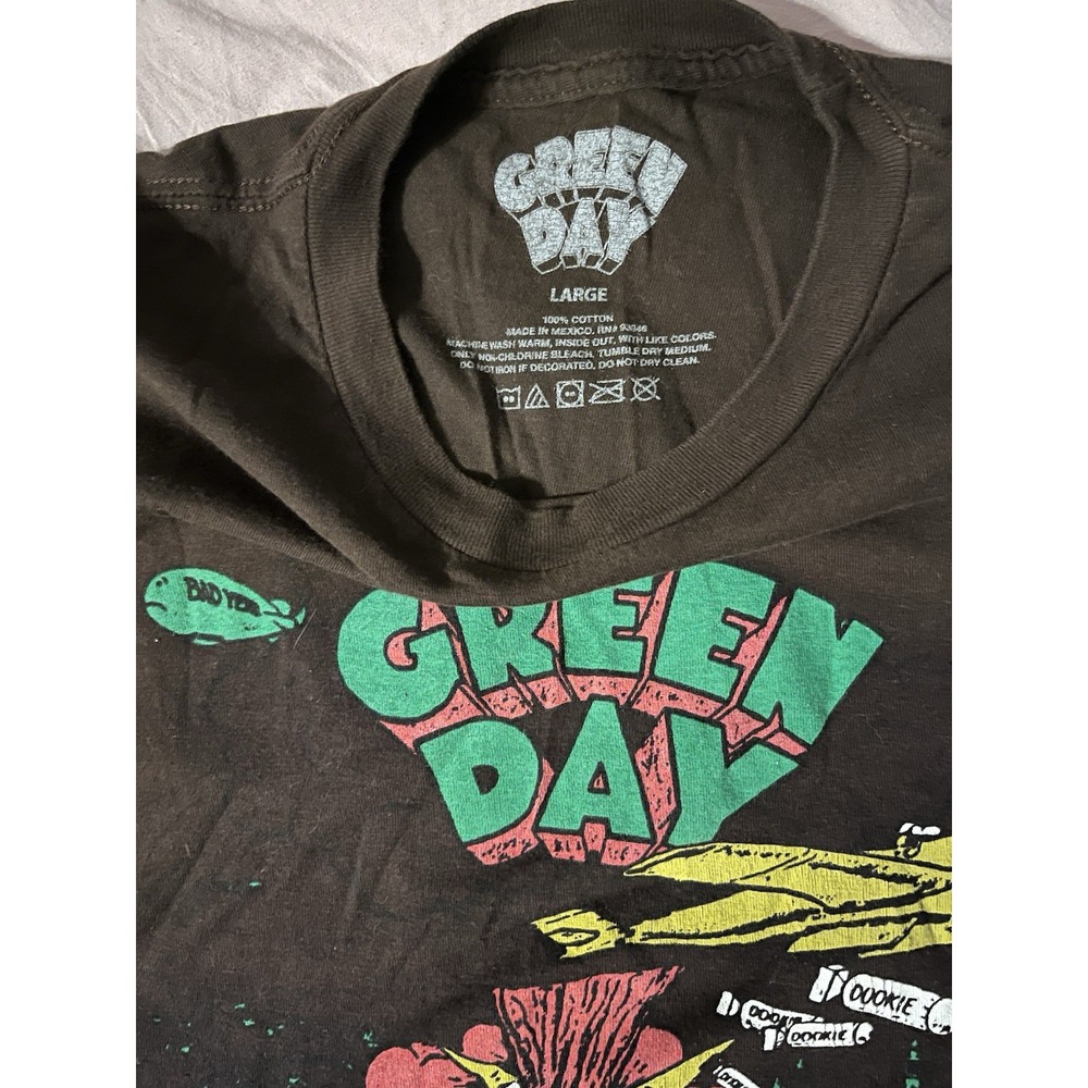 Green Day Dookie Graphic T-Shirt Brown Mens‎ Large Punk Rock Band Tee Cotton